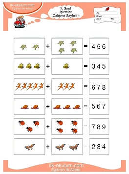 Çocuklar İçin toplam işlemi yaprak testleri 